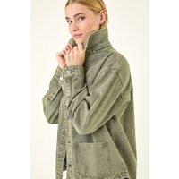 Roman Women's Denim Button Front Pocket Jacket in Khaki | Size: 18