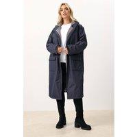 Yours Women's Waterproof Fleece Lined Robe in Mid Navy | Size: 20-24