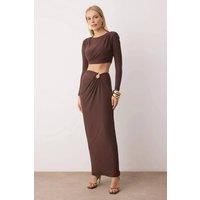 WOVCOR Women's Accessory Detail Party Top & Skirt Co-Ord Set in Brown | Size: 10