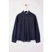 WOVCOR Women's Button Front Cotton Denim Shirt in Dark Blue | Size: Medium