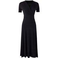 WOVCOR Women's Wrap Front A-Line Maxi Knit Dress with Ruched Detail in Black | Size: XS
