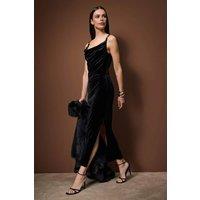 WOVCOR Women's Accessory Strap Detail Knitted Velvet Maxi Dress in Black | Size: 6