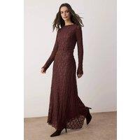 WOVCOR Women's Lined Lace Knit Maxi Dress in Brown | Size: Small
