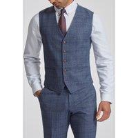 Antique Rogue Men's Airforce Check Waistcoat in Blue | Size: 40R