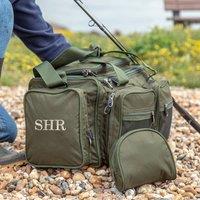 Duncan Stewart Men's Personalised Fishing Bag & Reel Case Set in Green