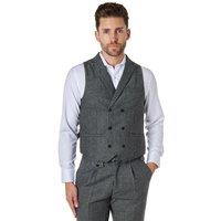 XPOSED Men's JAX Double Breasted Herringbone Waistcoat Stylish Occasions in Grey | Size: 42