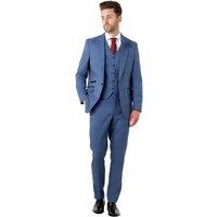 XPOSED Men's Ekon - Prince Of Wales Check Suit 3 Piece Tailored Fit in Blue | Size: 42R