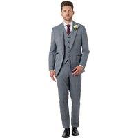 XPOSED Men's Ekon - Prince Of Wales Check Suit 3 Piece Tailored Fit in Grey | Size: 44R