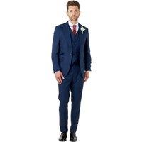 XPOSED Men's Ekon - Prince Of Wales Check Suit 3 Piece Tailored Fit in Navy | Size: 42R