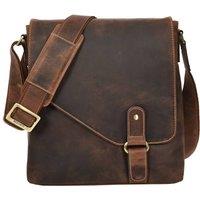 House of Leather Men's Mens Real Leather Shoulder Cross Body Bag Oxford in Dark Brown