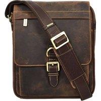 House of Leather Men's Real Leather Shoulder Cross Body Bag Exeter in Dark Brown
