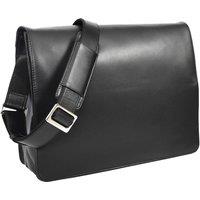 House of Leather Men's Mens Real Oiled Leather Messenger Shoulder Bag Putney in Black