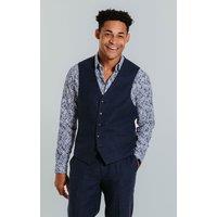Dobell Men's Navy Linen Waistcoat | Size: Medium