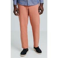Dobell Men's Coral Linen Twill Trousers | Size: XL