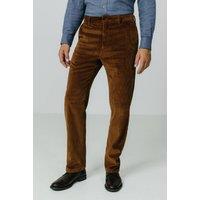 Dobell Men's Mid Brown Corduroy Casual Trousers | Size: 40R