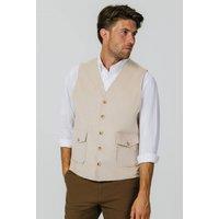 Dobell Men's Beige Corduroy Waistcoat | Size: 2XL