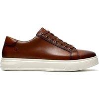 Clarks Men's Goswell Tie Tan Leather Trainers, Lace Up in Brown | Size: 11-Standard Fit