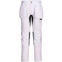 Portwest Men's Stretch Holster Pocket Slim Work Trousers in White | Size: 46R