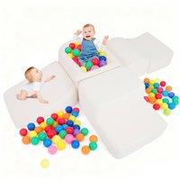 Costway 5PCS Foam Climbing Blocks Toddlers Climb & Crawl Soft Play Set in Beige