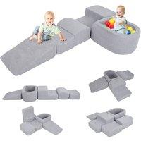 Costway 5PCS Foam Climbing Blocks Toddlers Climb & Crawl Soft Play Set in Grey