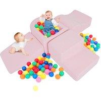 Costway 5PCS Foam Climbing Blocks Toddlers Climb & Crawl Soft Play Set in Pink