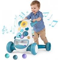 Costway Montessori Baby Walker Toddler Educational Push Toy with Music & Light in Blue