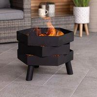 Charles Bentley Hexagonal 46cm Black Powder Coated Steel Modern Firepit