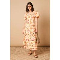 Oasis Women's Trim Detail Square Neck Puff Sleeve Midi Dress | Size: 8