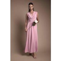 Coast Women's Wrap Front Pleat Waist Maxi Bridesmaid Dress in Antique Rose | Size: 12
