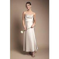 Coast Women's Strappy Drape Bodice Maxi Bridesmaid Dress in Champagne | Size: 14