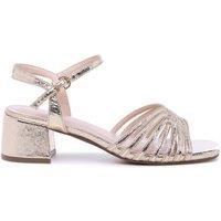 Paradox London Women's Minerva' Block Heel Ankle Strap Sandals in Metallic Gold | Size: 9