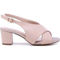 Paradox London Women's Neroli' Wide Fit Block Heel Peep Toe Slingback Heels in Nude | Size: 8E