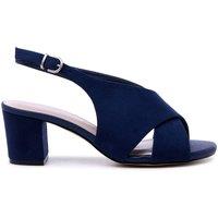 Paradox London Women's Neroli' Wide Fit Block Heel Peep Toe Slingback Heels in Navy | Size: 6E