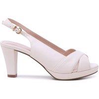 Paradox London Women's Niara' Wide Fit High Platform Heeled Sandals in Cream | Size: 6E