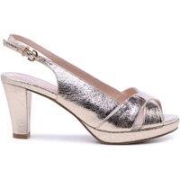 Paradox London Women's Niara' Wide Fit High Platform Heeled Sandals in Metallic Gold | Size: 6E