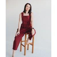 Turtledove London Women's Alice Red Smocking Strap Jumpsuit | Size: 12
