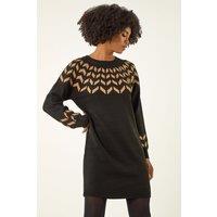 Roman Women's Chevron Stretch Knit Jumper Dress in Camel | Size: 18