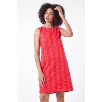 Roman Women's Floral Embroidered Cotton Shift Dress in Orange | Size: 20