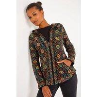 Roman Women's Aztec Zip Front Hooded Cardigan | Size: 18