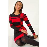 Roman Women's Colour Block Knitted Dress in Red | Size: 16