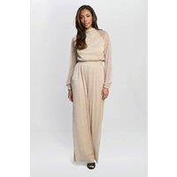 Gina Bacconi Women's Kylie Metallic Knit Jumpsuit in Gold | Size: 18