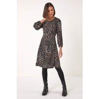 Roman Women's Speckled Print Stretch Dress in Tan | Size: 18