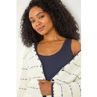 Roman Women's Petite Contrast Stitch Cardigan in Ivory | Size: 18
