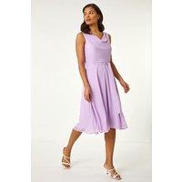 Roman Women's Cowl Neck Tie Waist Dress in Lilac | Size: 12