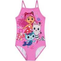 Gabby's Dollhouse Girl's One Piece Swimming Costume With Spaghetti Straps in Pink | Size: 4-5 Years