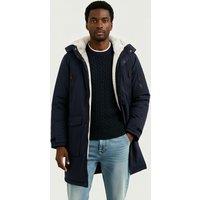 MODISHION Men's Winter Mid-Length Padded Coat Jacket with Hood in Dark Navy | Size: Medium
