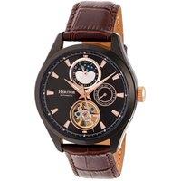 Heritor Automatic Men's Sebastian Semi-Skeleton Leather-Band Watch in Brown