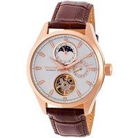 Heritor Automatic Men's Sebastian Semi-Skeleton Leather-Band Watch in Rose Gold