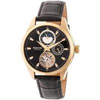 Heritor Automatic Men's Sebastian Semi-Skeleton Leather-Band Watch in Gold