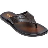 Lucini Men's Men's Textured Sandals - Comfortable Slip-On Chappal for Daily Wear in Brown | Size: 8